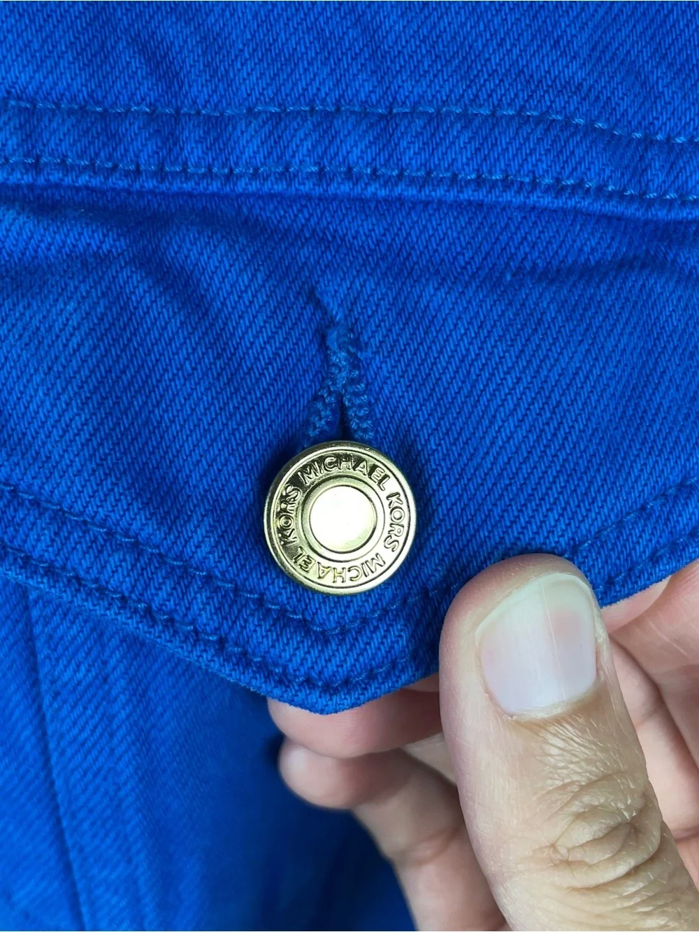 Michael Kors Royal Blue Denim Gold Button Jacket Women Large
